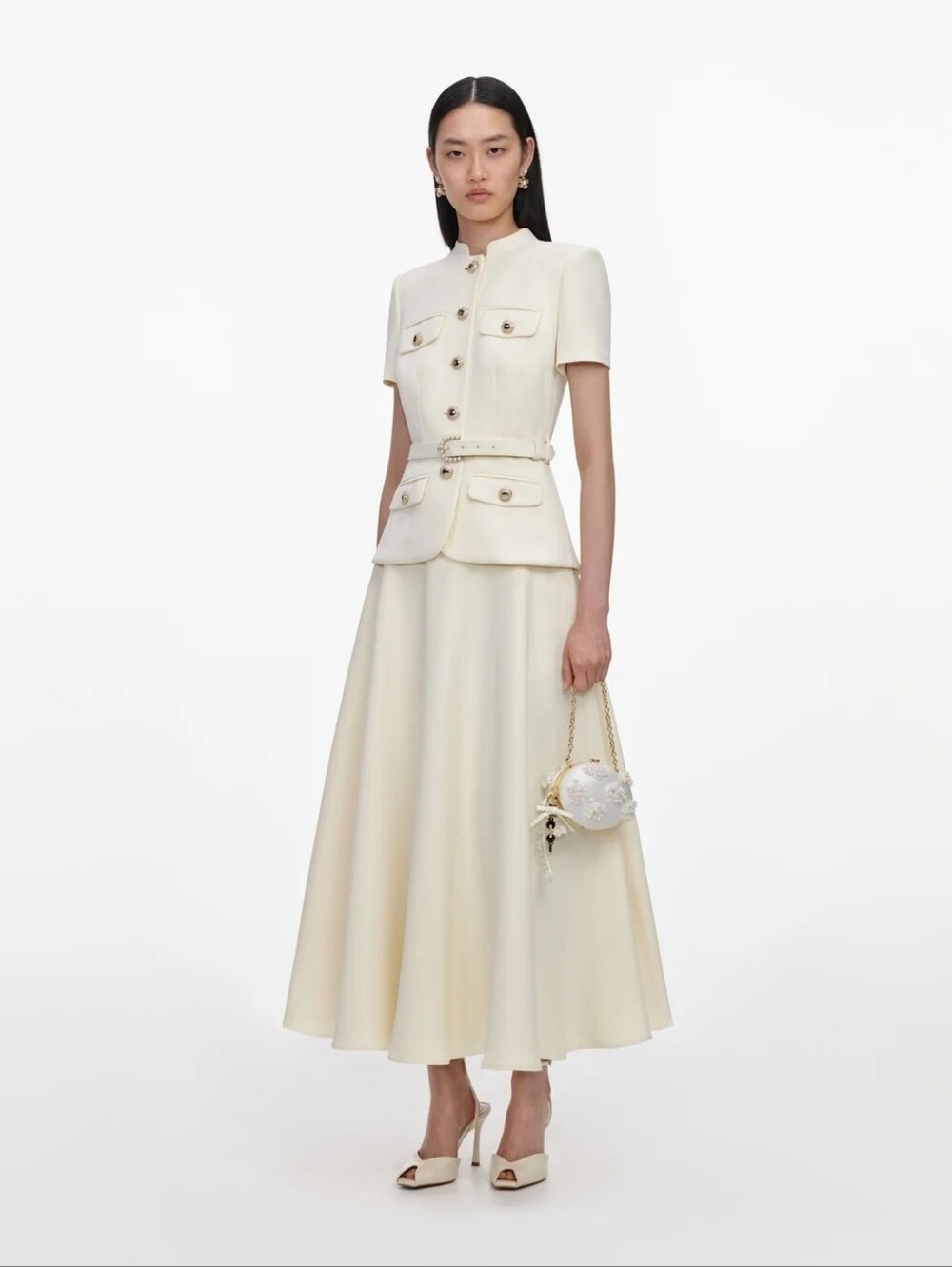 Self Portrait Yellow Crepe Tailored Midi Dress - Picture 3 of 6